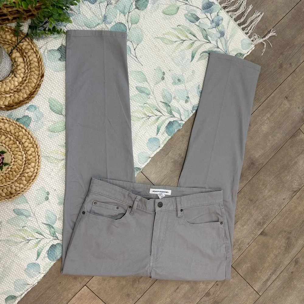 New Men’s Gray Slim 5 Pocket Stretch Twill Pants Size 34x31